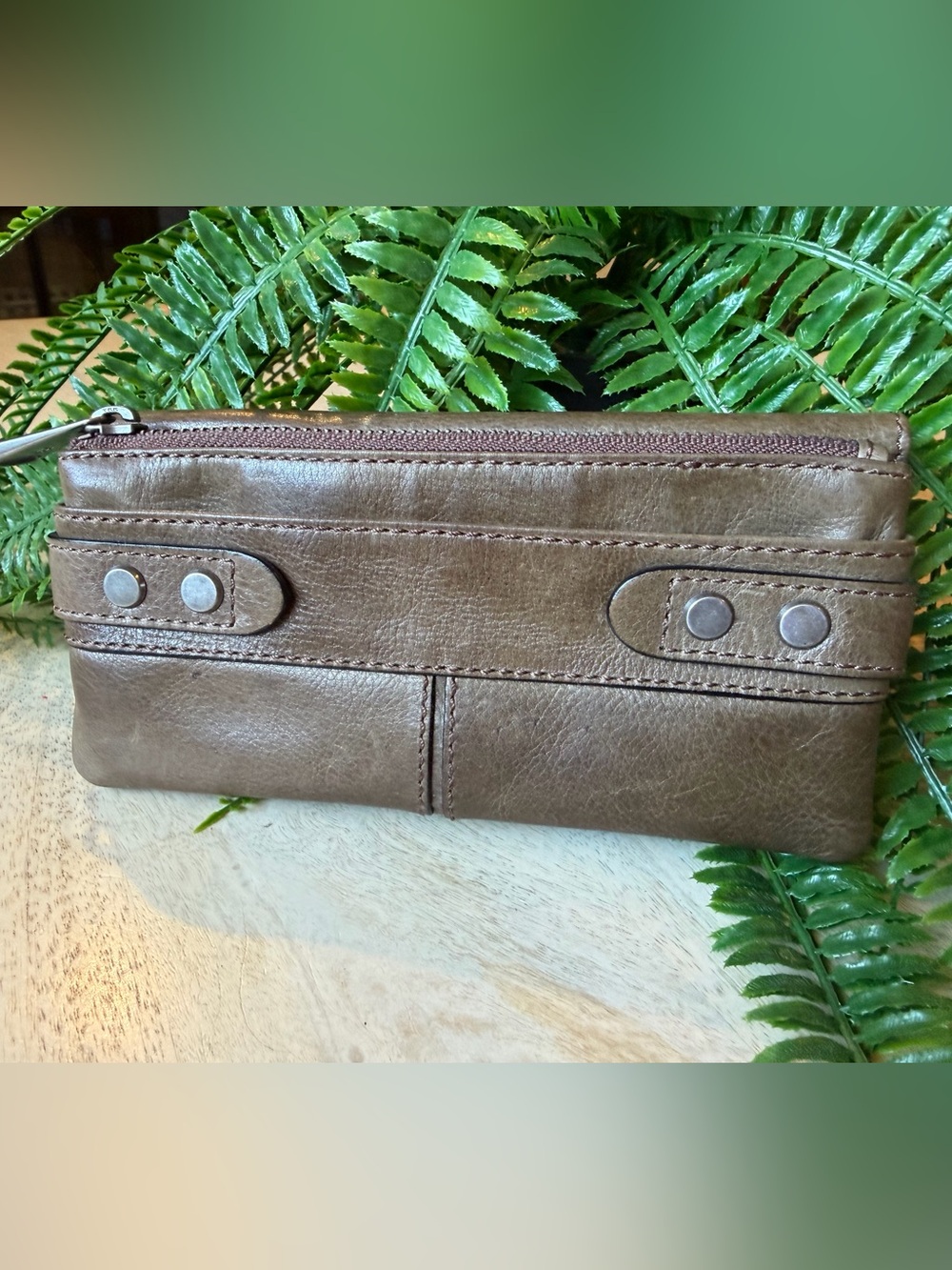 FOSSIL 54 brand, genuine leather wallet, brownish gray, Never Used